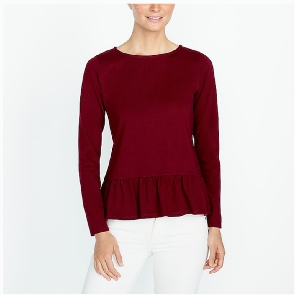 J Crew Ruffle Hem Tee, Size M